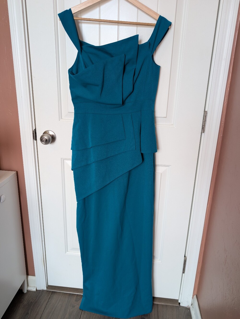 Black Halo by Eve Off the Shoulder Maxi Dress Teal